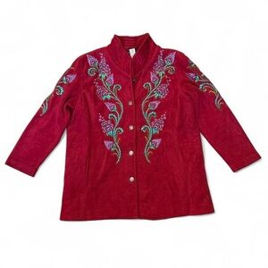 Vintage Bob Mackie Wearable Art Embroidered Red Jacket